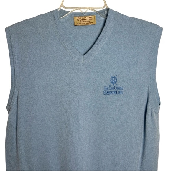 St Andrews Links The Old Course Wool Sweater Vest Men’s Size Medium Blue Golf - Picture 4 of 8